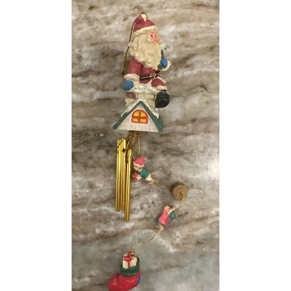 VINTAGE TREVCO WINDCHIME SANTA ON ROOFTOP ORNAMENT
